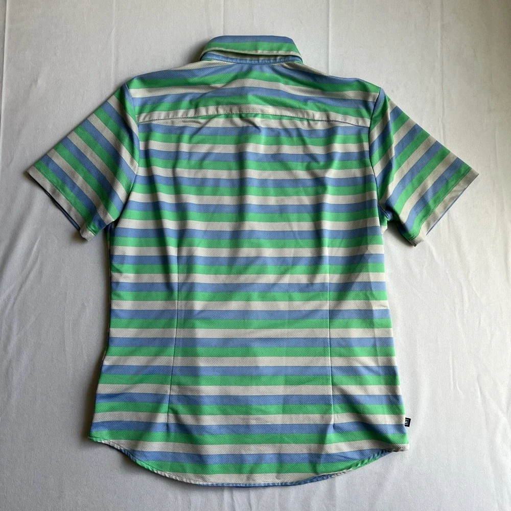Mizzen+Main Shirt Mens Small Short Sleeve Button Up Halyard Multi Stripe Stretch